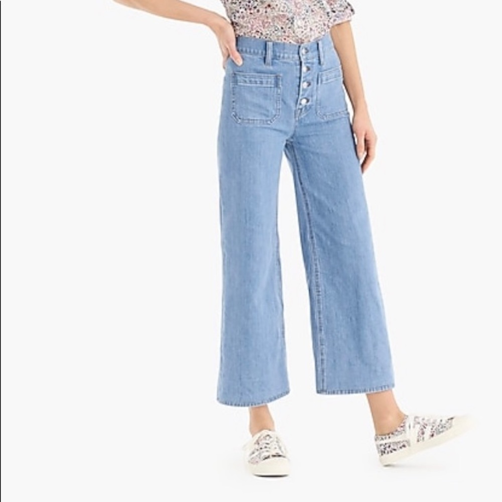J Crew Point Sur wide-leg crop jean - light wash